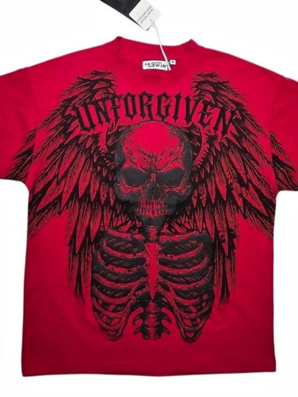 JAQWIN Graphic Skull Tee in Red & Black Size Medium NWT
